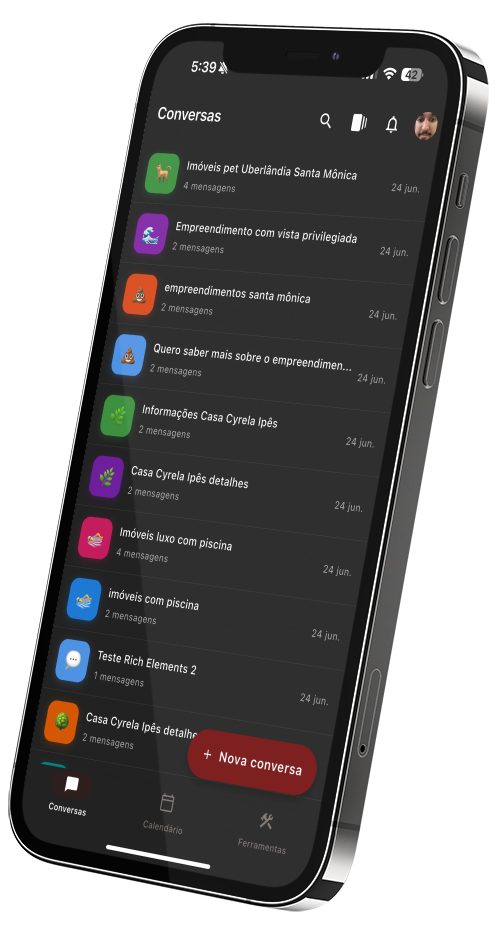 Interface do app Visi